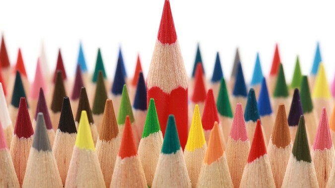 one color pencil rises to the top